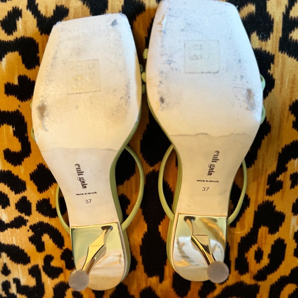 CULT GAIA Lydia Sandal in Palm Gold Heel Strappy Light Green REVOLVE - Picture 12 of 12
